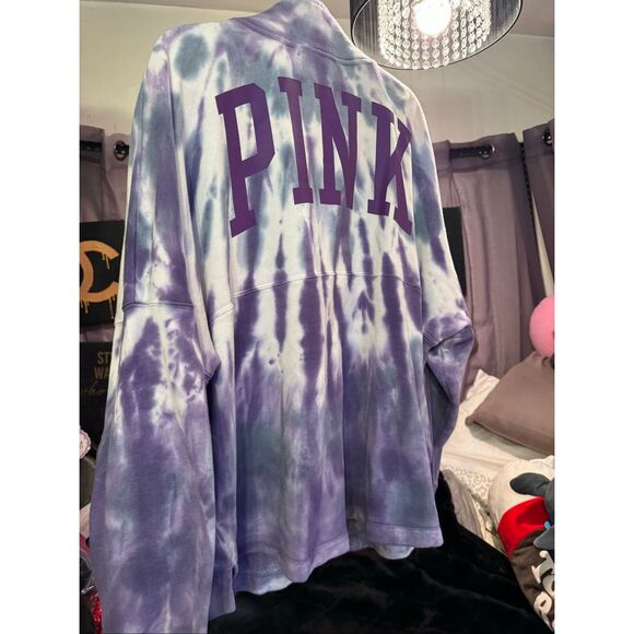 Victoria's Secret pink purple tie dye 1/4 quarter zip pullover sweatshirt xxl - Picture 2 of 4